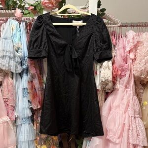 Charles Henry Black Puff Sleeve Mini Dress